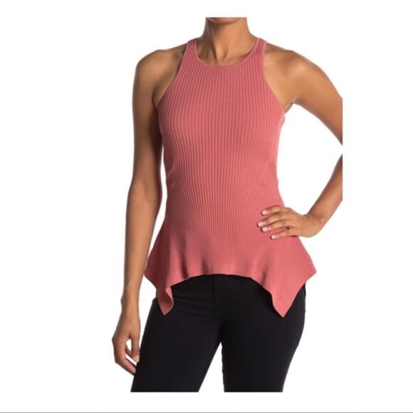 NWT Cinq a Sept Ellen Sleeveless Rib Knit Rosewood M - Picture 1 of 8